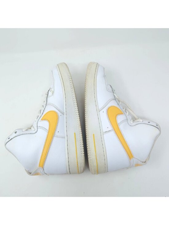 Nike Air Force 1 AF1 White High Top Sneakers 8 Yellow Mens